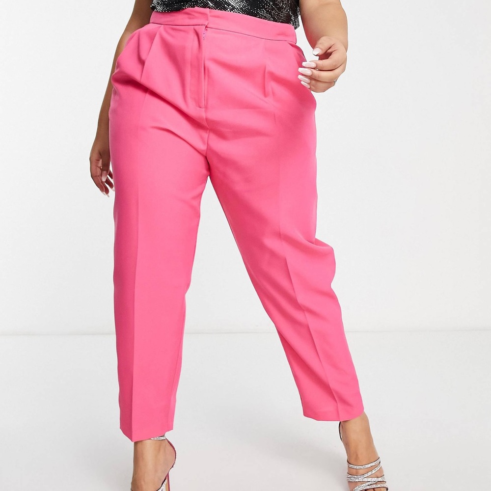 ASOS design curve tapered pants in pink